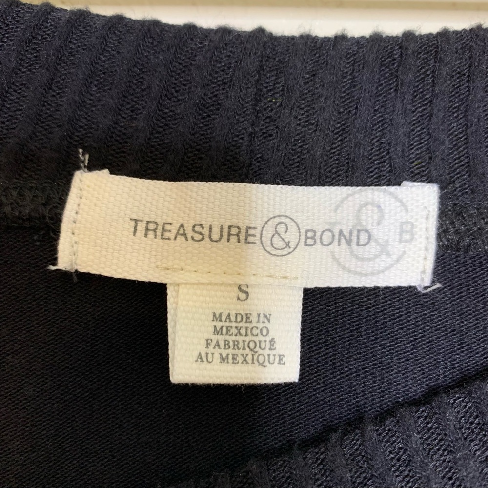 NWT Treasure & Bond Black Ribbed Knit Long Raglan Sleeve Top Small - Picture 9 of 12